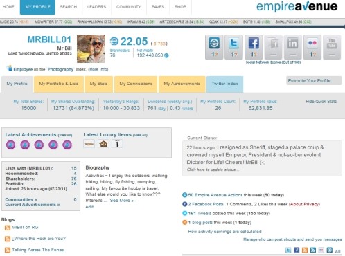 MrBill's Empire Avenue Profile - click it to join!